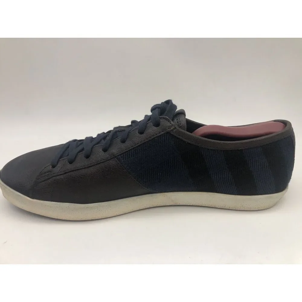 Burberry Low Top Sneakers Brown Leather Nova‎ Check Canvas Mens Size EU 42 US 9